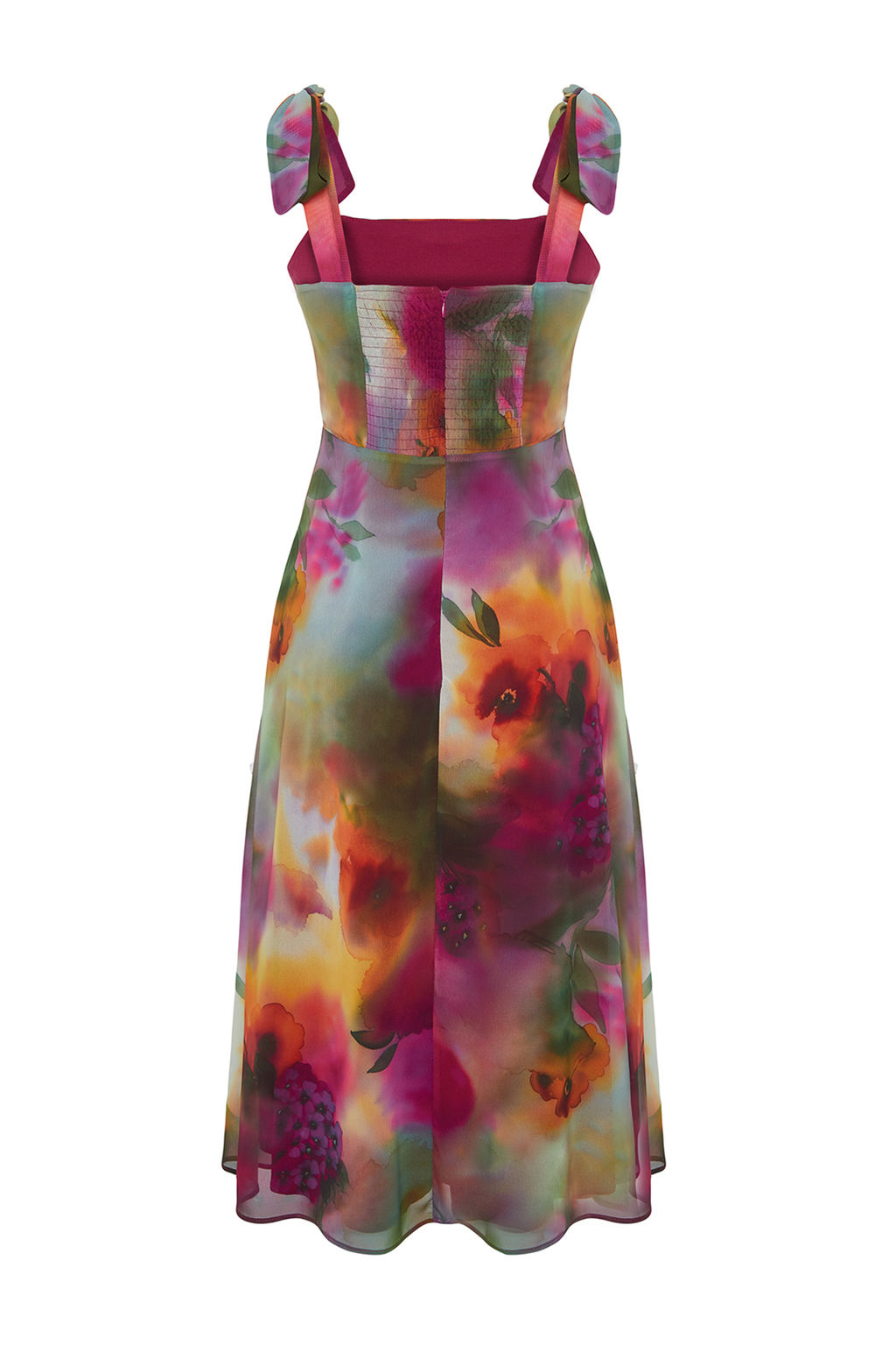 TRENDYOLMILLA Yesil Cicekli A Kesim Y?rtmacl? S?rt? Gipe Detayl? Sifon Astarl? Midi Dokuma Elbise TWOSS24EL00699 фото 19