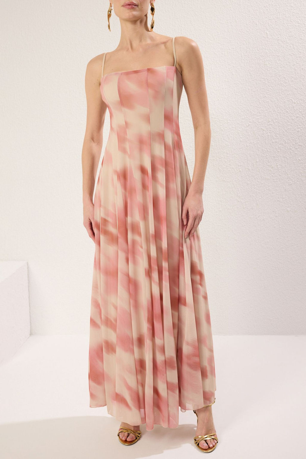 TRENDYOLMILLA Cok Renkli Soyut Desenli Tul Orme S?k Maxi Abiye & Mezuniyet Elbise TPRSS25AE00094  фото 3