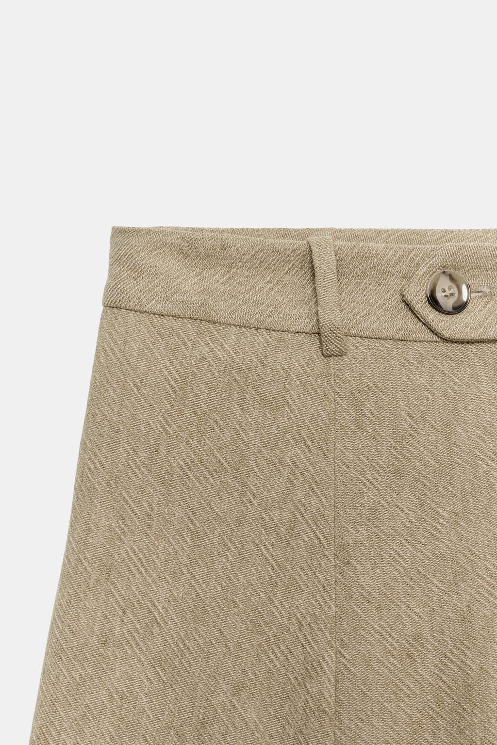 PANTAL?N ANCHO CON LINO ZW COLLECTION / Khaki - Zara фото 7