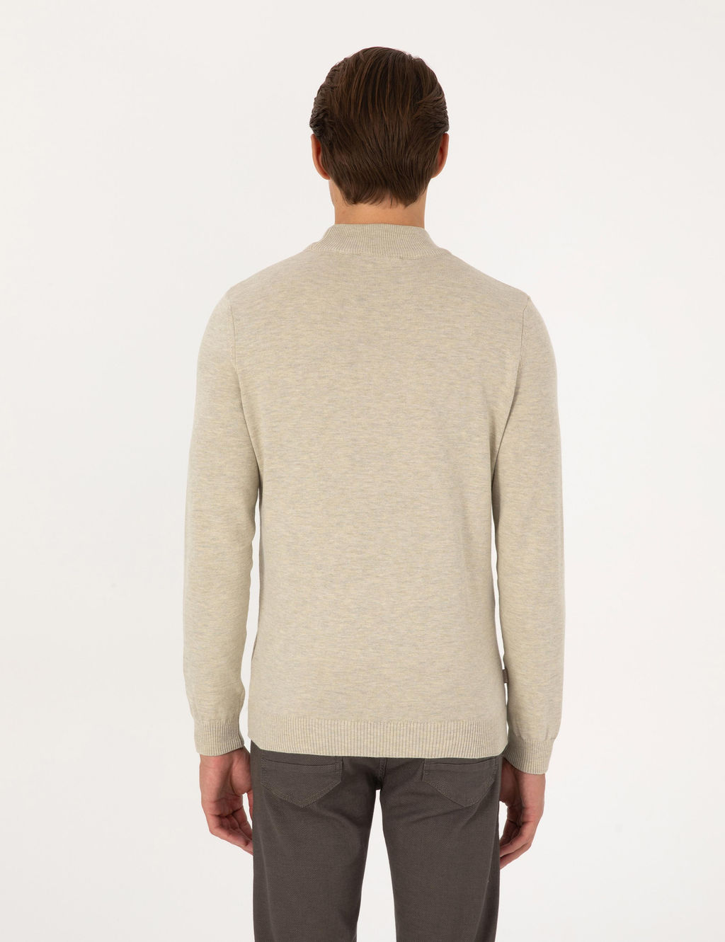 Kum Melanj Slim Fit Yar_m Bal_k__ Yaka Basic Triko Kazak - Pierre cardin фото 5