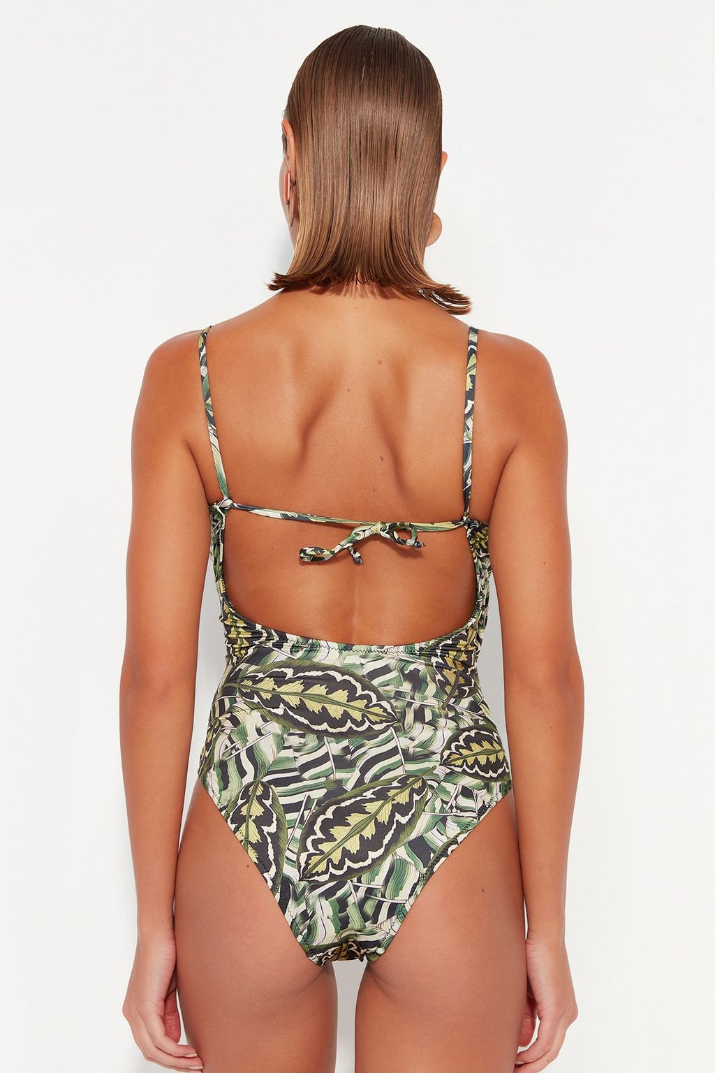 Cicek Desenli V Yaka S?rt Dekolteli Normal Paca Mayo TBESS23MA00320