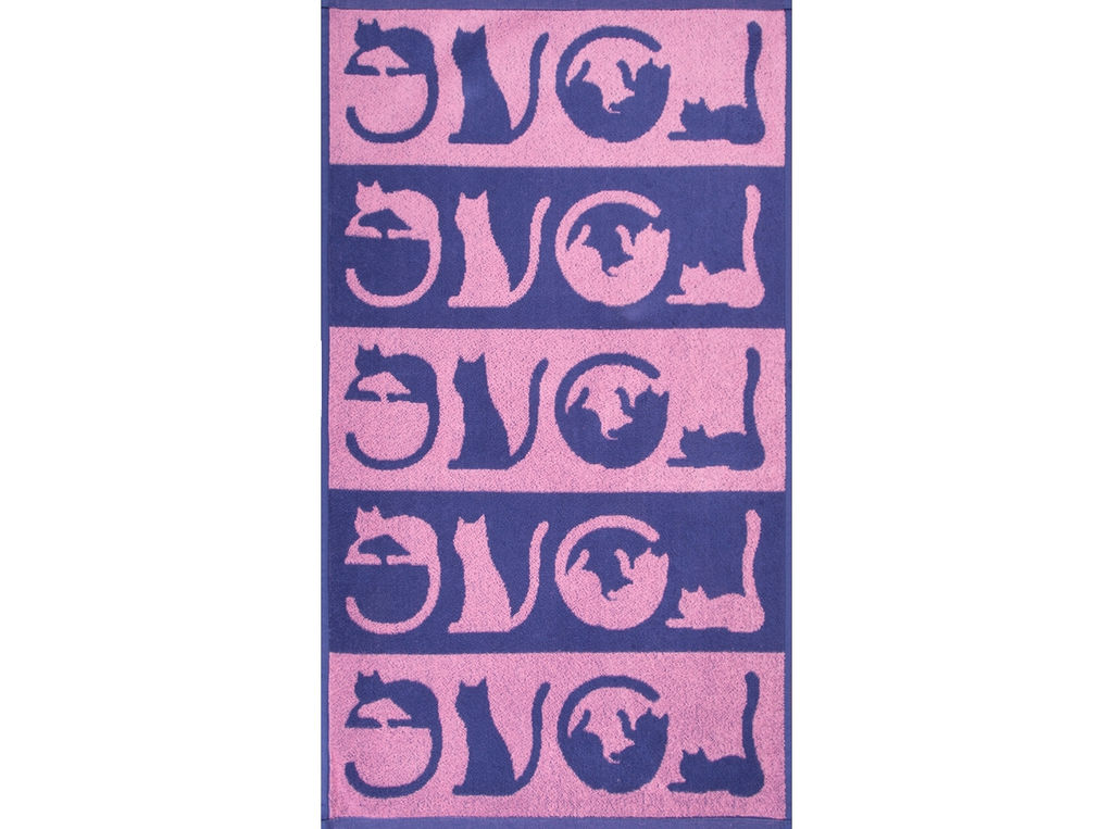 Полотенце махровое 6с103.412ж1 LOVE-кот(пурпурн3) 50х90см