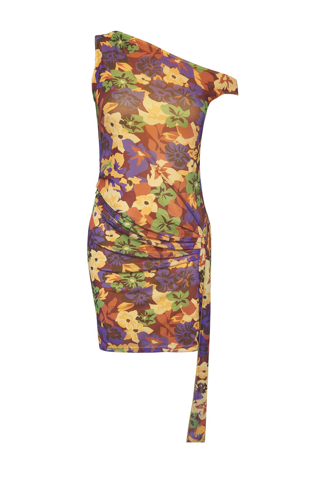 Limited Edition Cok Renkli Cicekli Asimetrik Bodycone/Vucuda Oturan Mini Orme Elbise TWOSS25EL00464 - Trendyolmilla фото 3