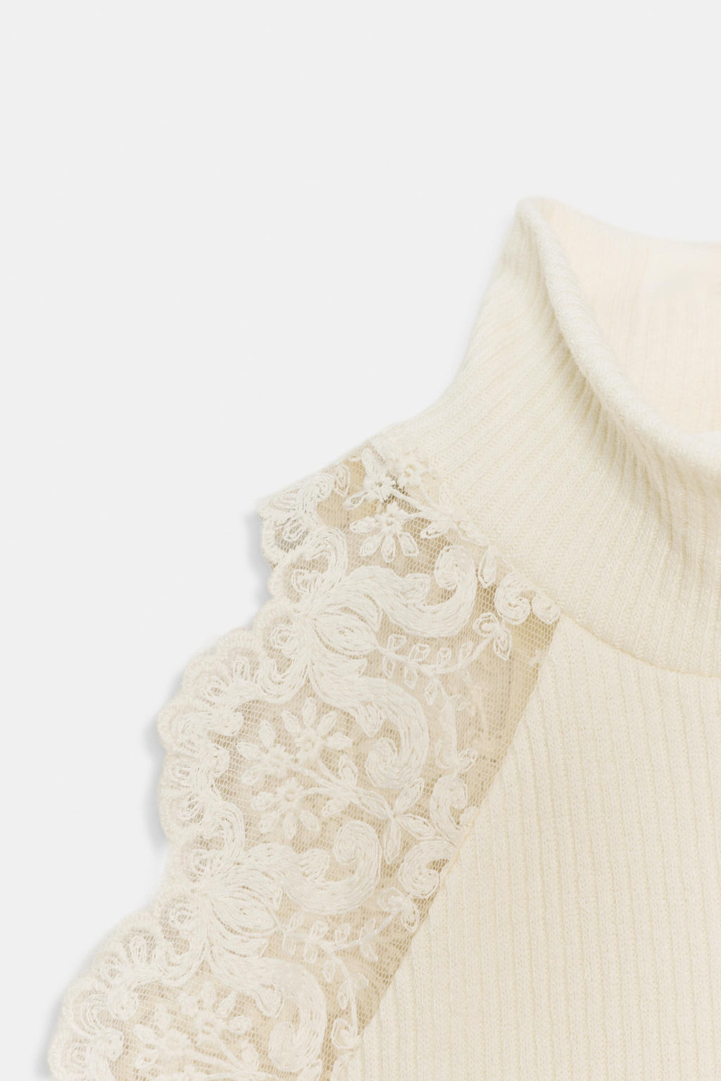 RIBBED LACE T-SHIRT - Zara фото 8