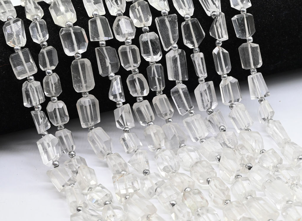 Бусины из горного хрусталя кристаллы 8*12мм, 25см, 19 бусин Радуга камня