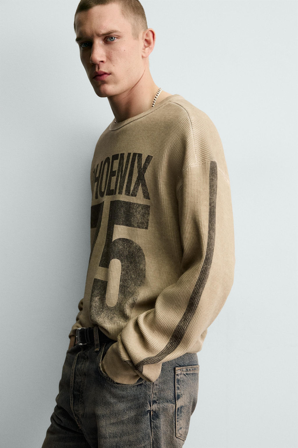 PRINTED WAFFLE-KNIT SWEATSHIRT - Zara фото 7