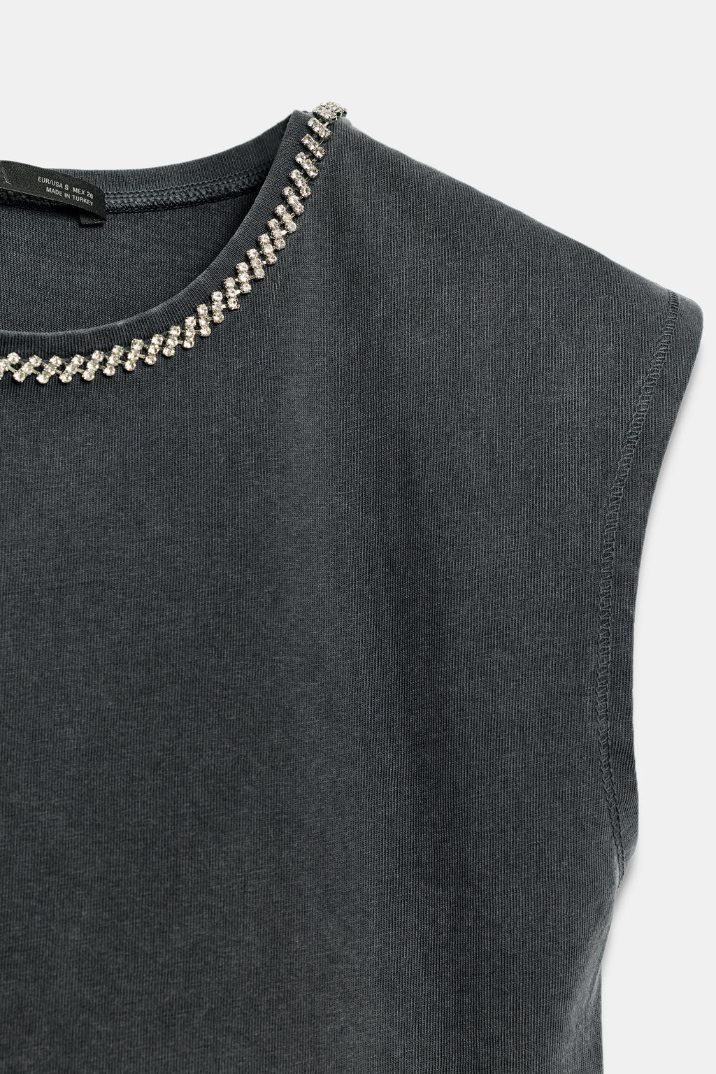 CAMISETA JOYAS EFECTO LAVADO / Gris antracita - Zara фото 8