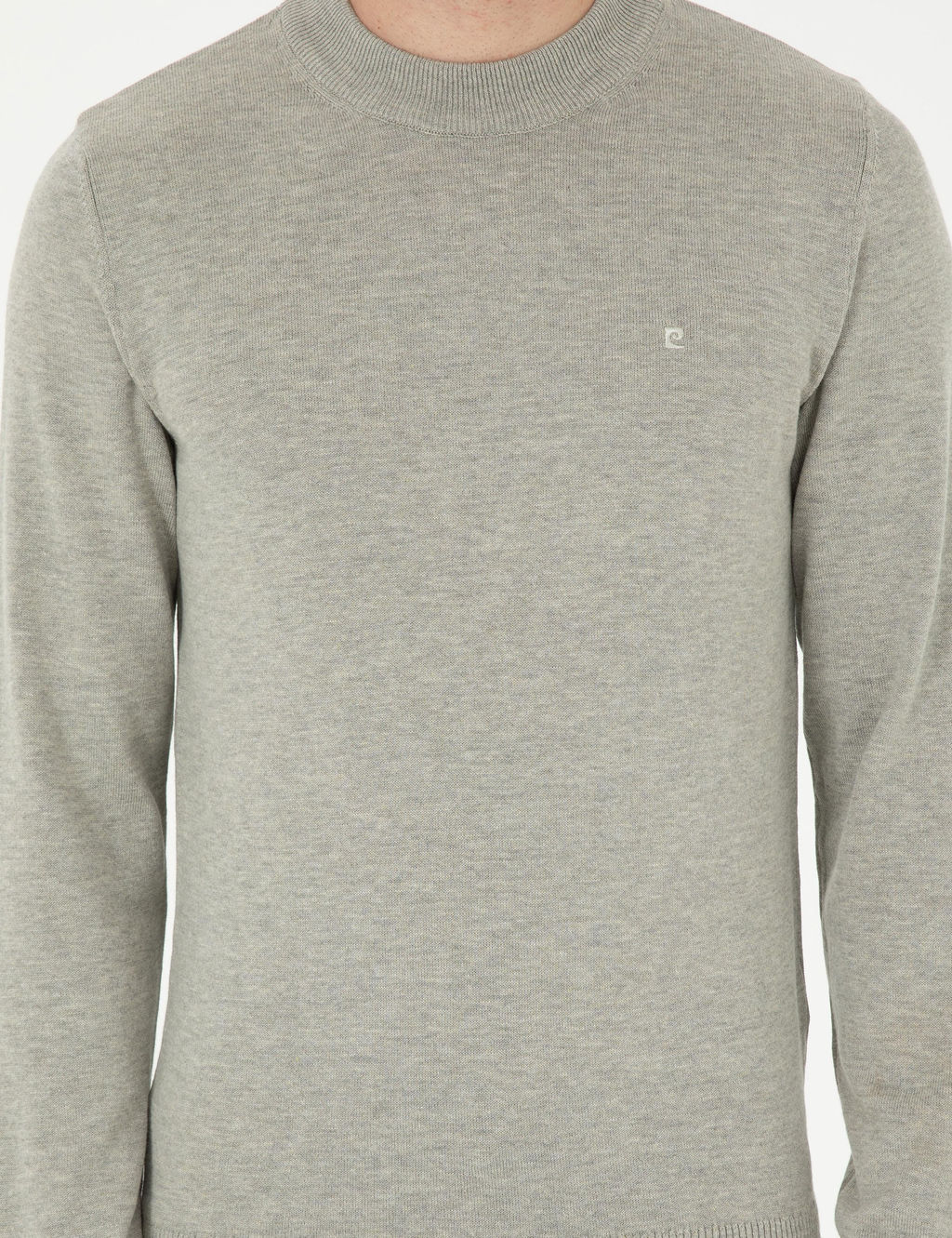 A__k Gri Melanj Slim Fit Yar_m Bal_k__ Yaka Basic Triko Kazak - Pierre cardin фото 6