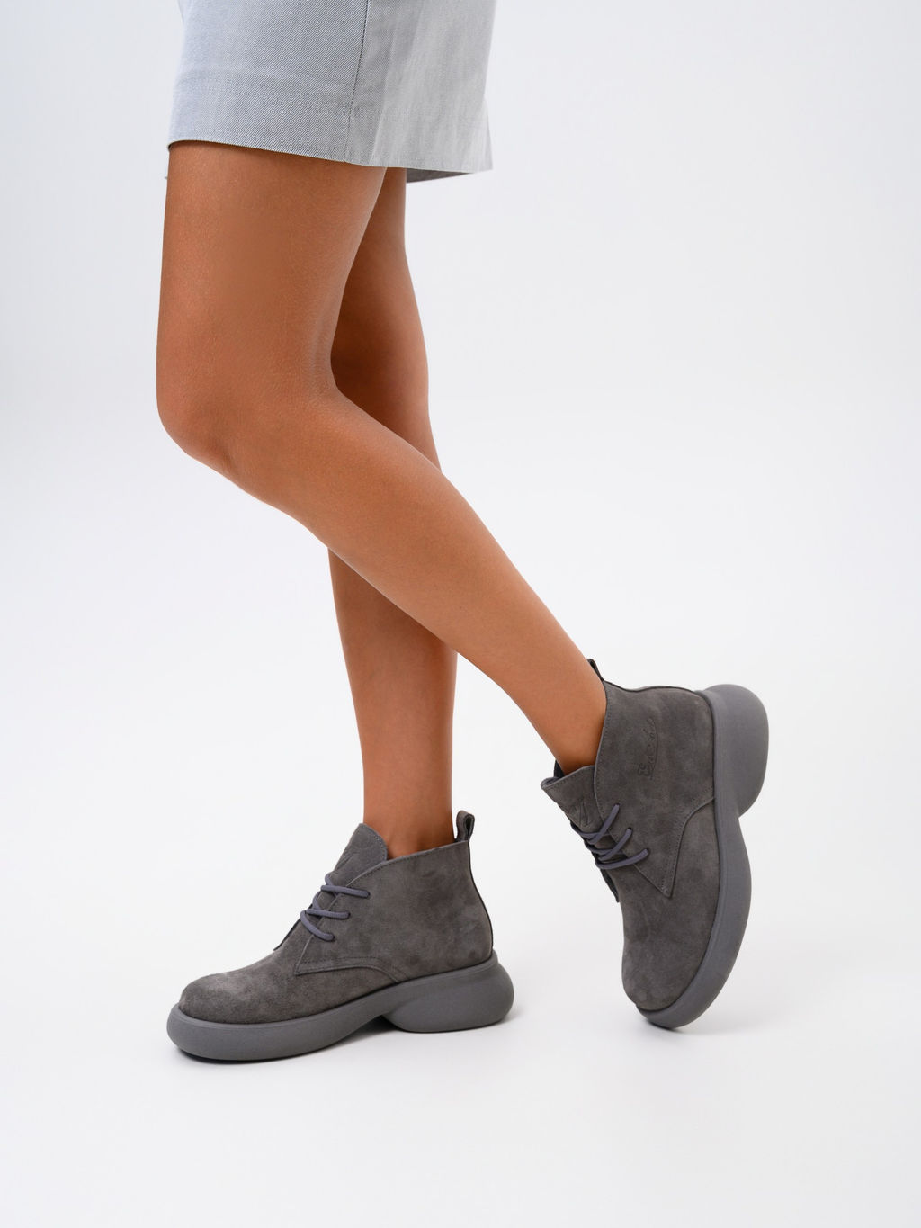 Ботинки 308.927gr.Серый замок замша+серый/мех
