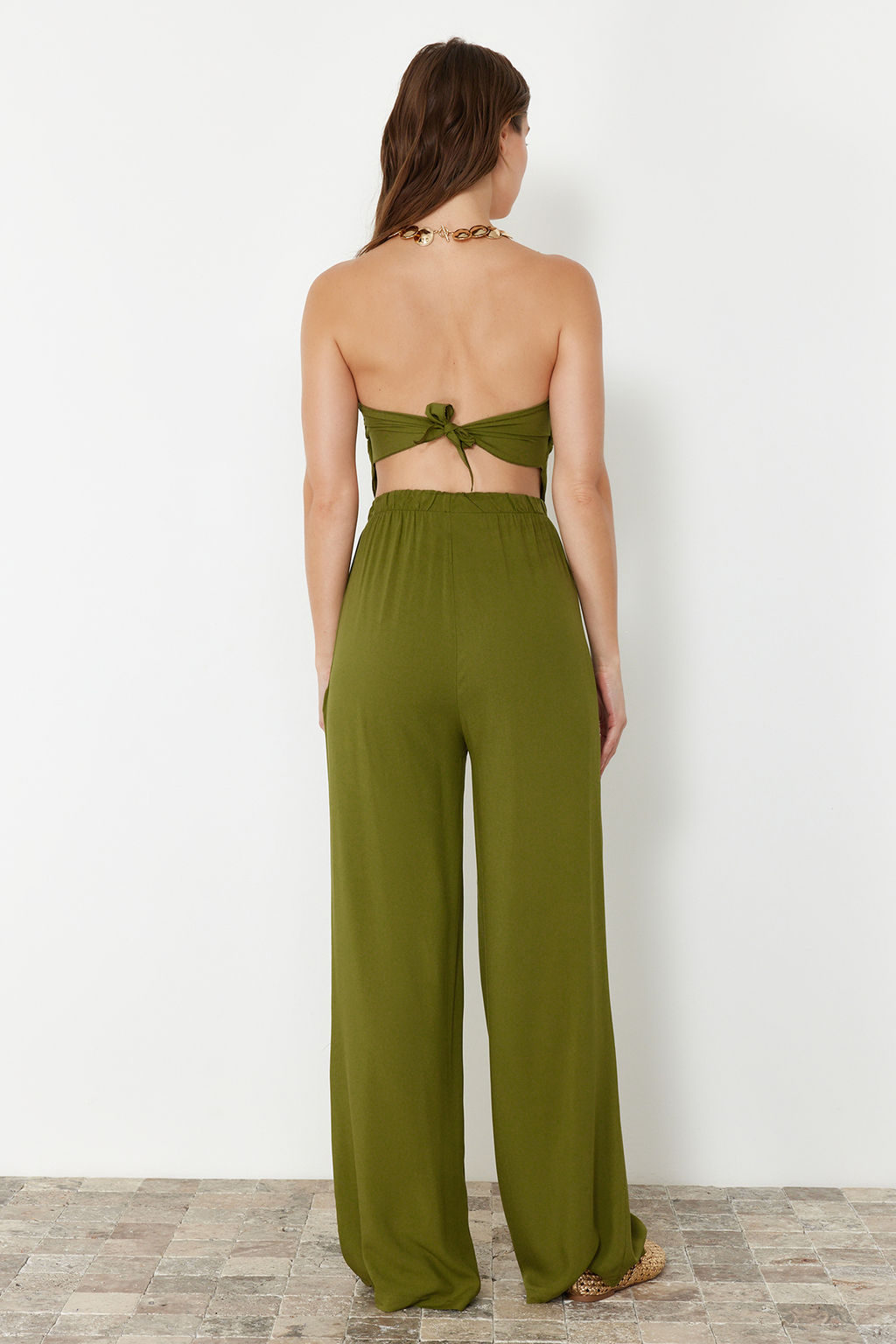 Haki Dokuma Bluz Pantolon Plaj Tak?m TBESS24AU00017 - Trendyolmilla фото 6