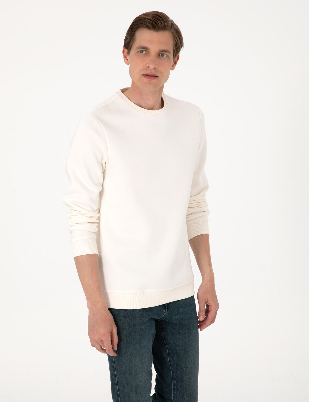 Ekru 3 _plik Regular Fit __i Polarl_ Bisiklet Yaka Basic Sweatshirt - Pierre cardin фото 3