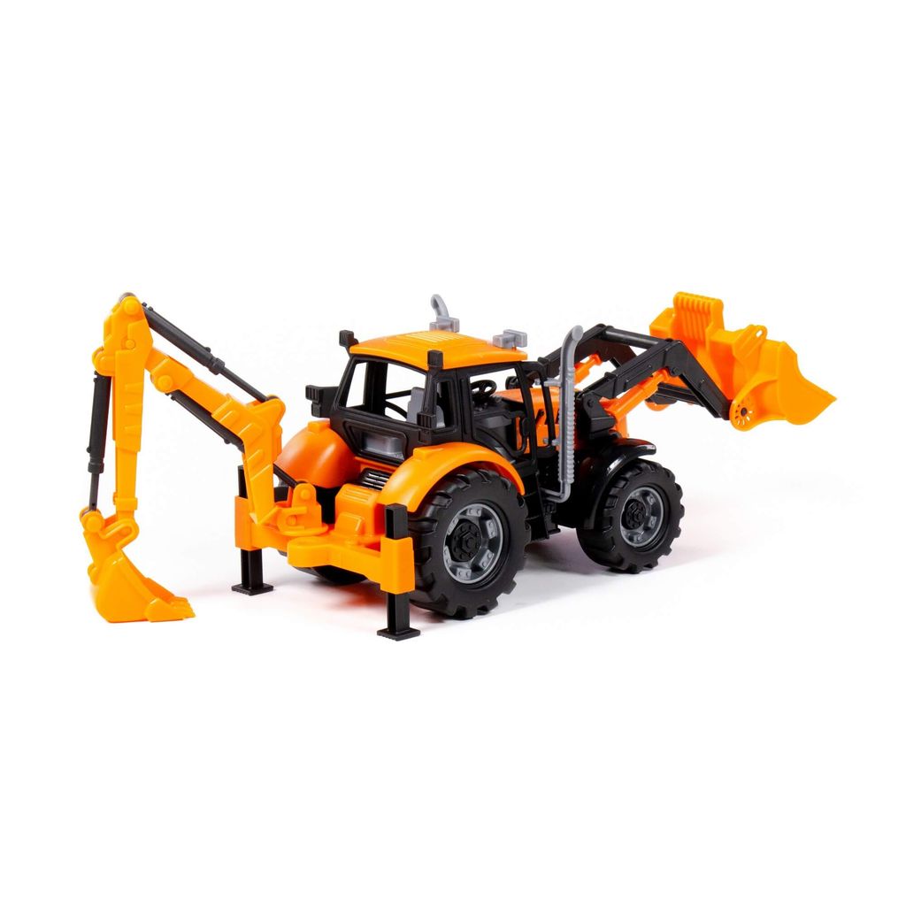 Экскаватор-погрузчик Прогресс инерционный (оранжевый) (в коробке) - Полесье фото 5