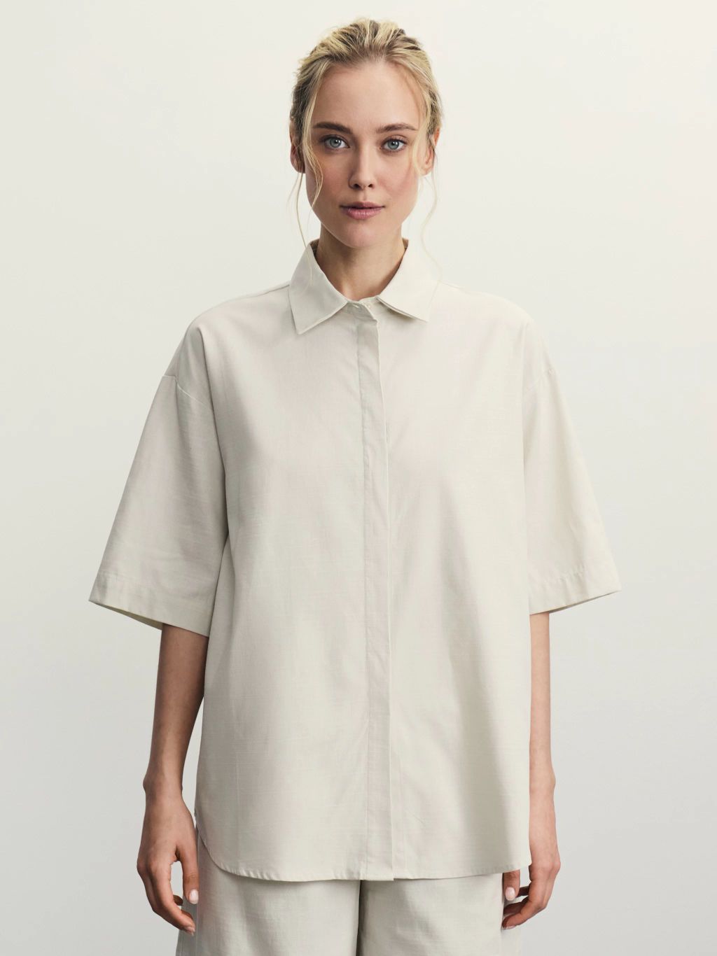 Рубашка прямого кроя из хлопка / Zarina  фото 3