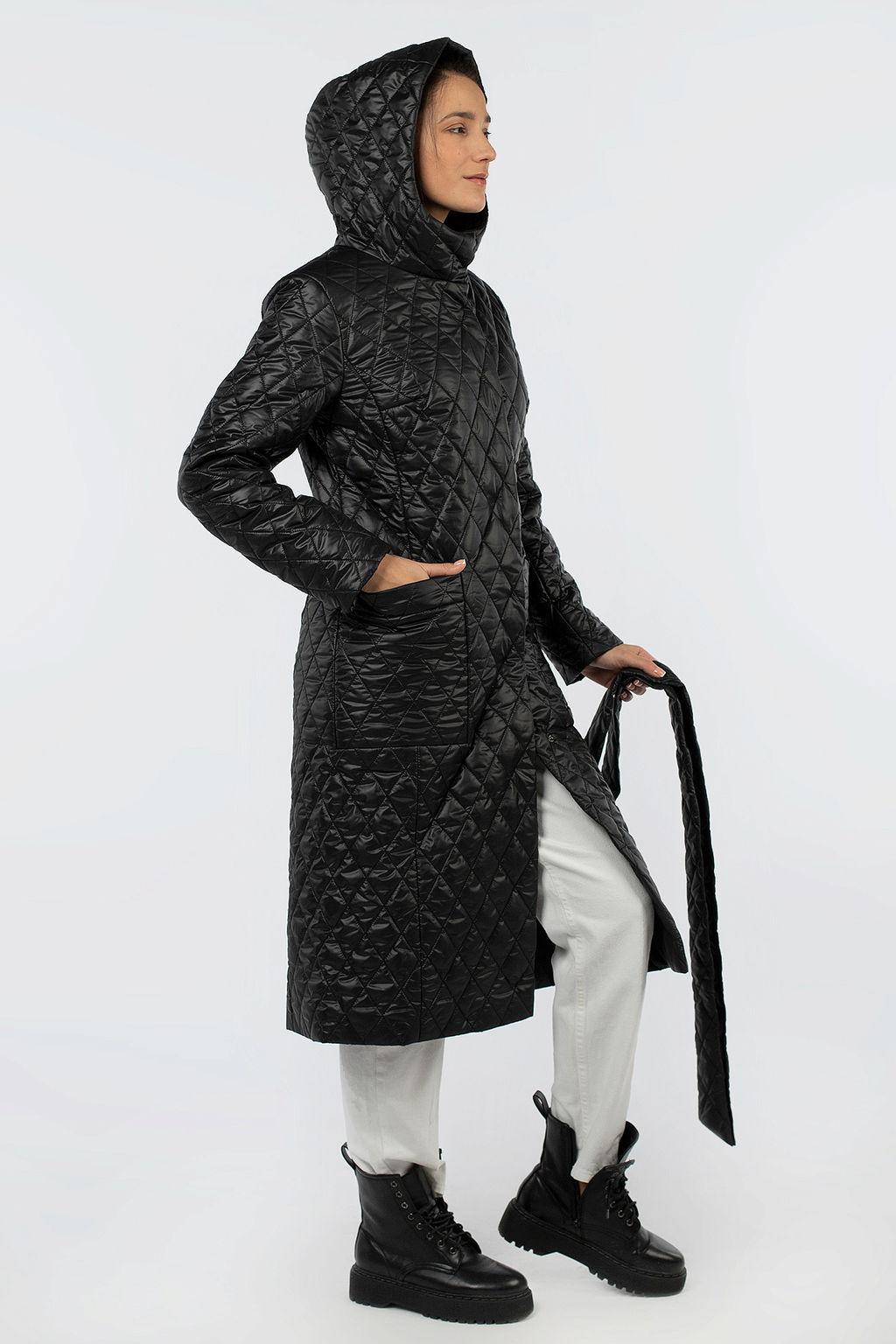 01-11383 Пальто женское демисезонное (пояс) - El podio фото 5