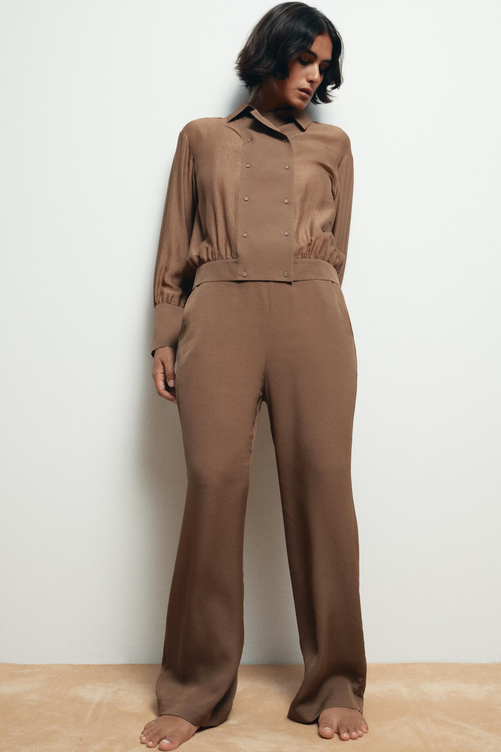 100% SILK DOUBLE-BREASTED SHIRT - Zara фото 3