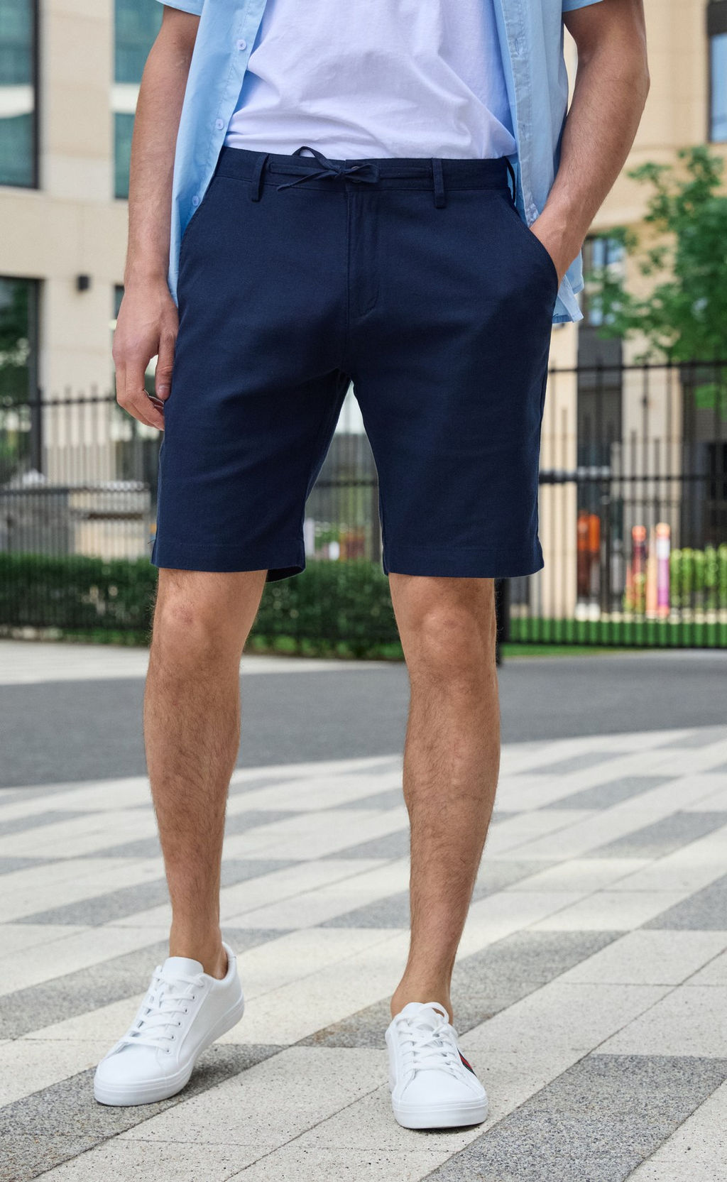 Шорты лен F511-0960-1Rus navy - Fine joyce фото 3