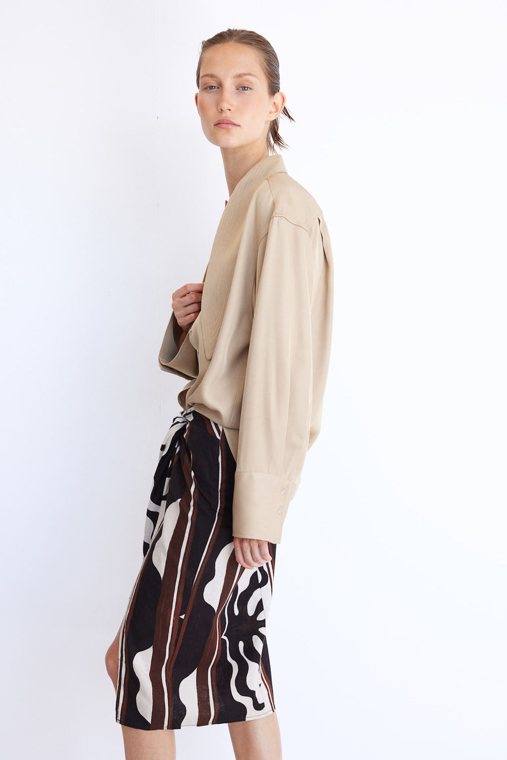 Falda en mezcla de lino con detalle girado - H&m фото 3