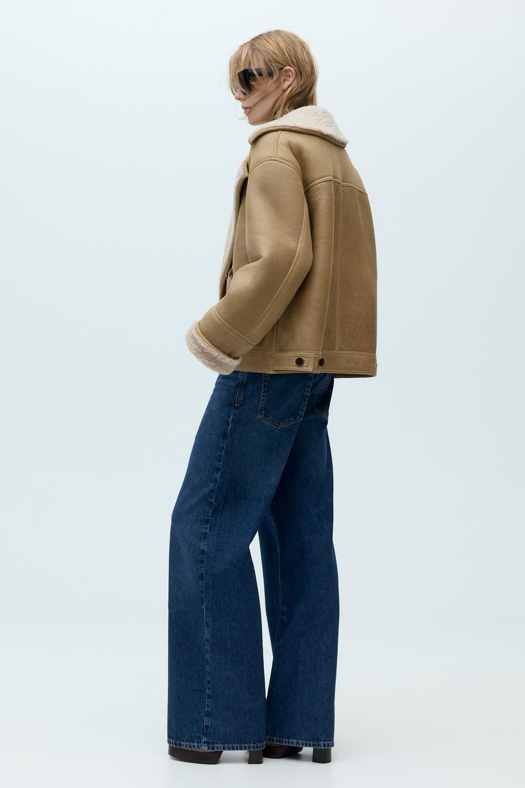 100% LEATHER DOUBLE-FACED SHORT COAT - Zara фото 3