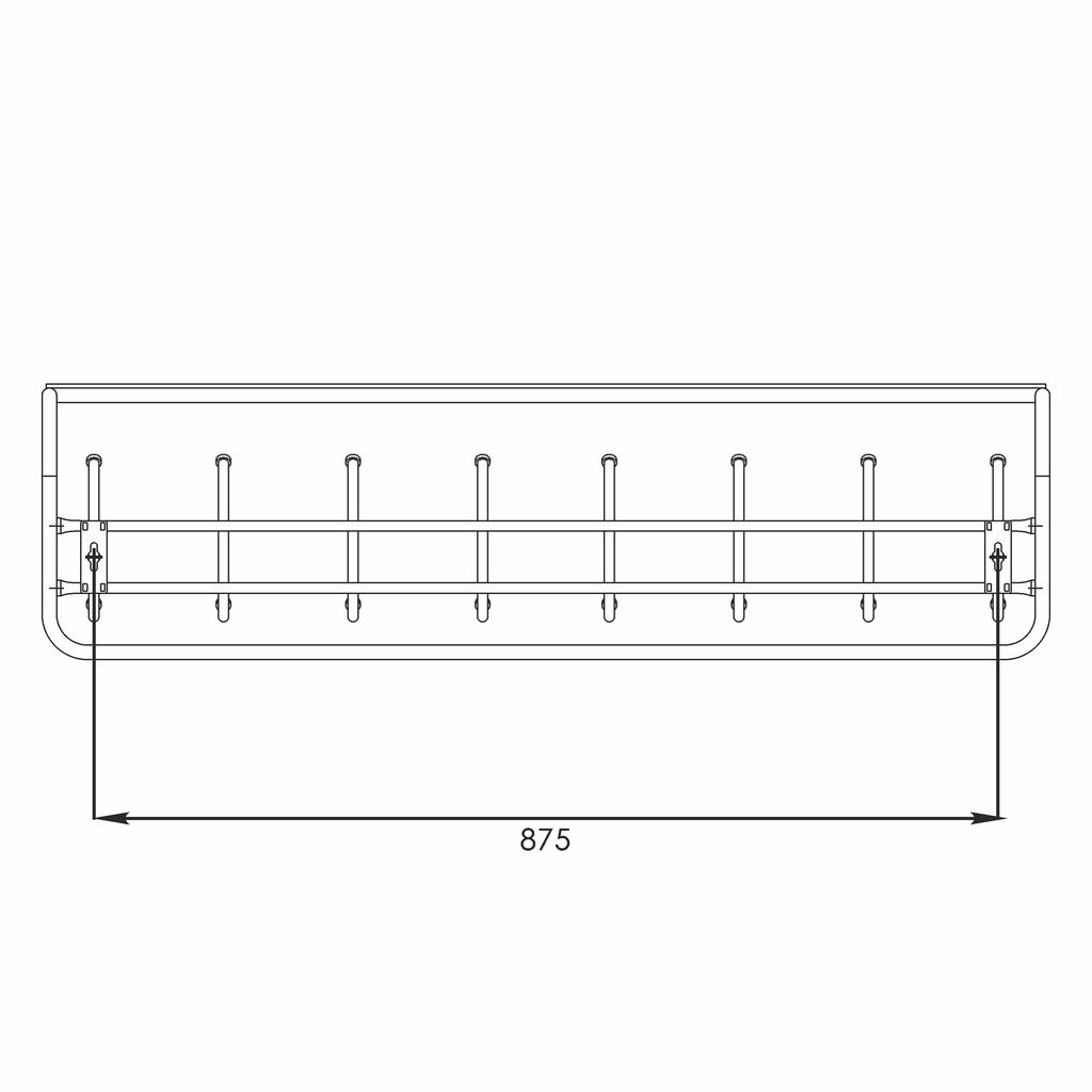 Вешалка настенная металл. с полкой 100см (8 рожков, белое серебро/белый)