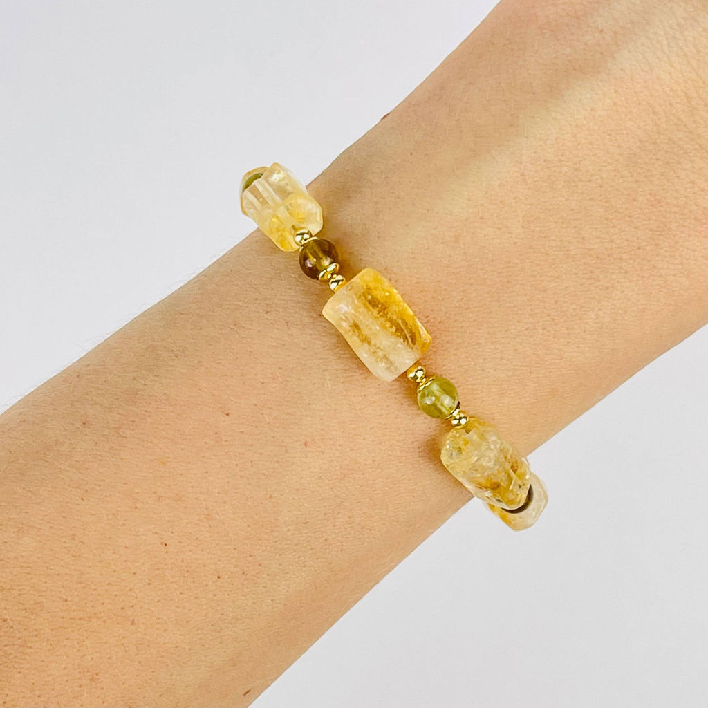 Браслет из Цитрина и Граната (Гроссуляр) 17 см +