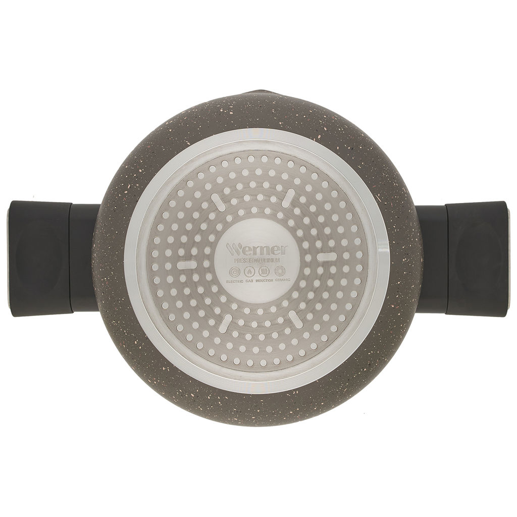 51450 WERNER Кастрюля ORGANIC STONE STYLE 20x10,0 см/2,8 л с индукционным дном, с двухслойным антипригарным покрытием Pfluon, бакелитовая ручка с покрытием Soft Touch. Цвет: коричневый. Материал: прессованный алюминий. Толщина стенок и дна: 2,6 мм.  фото 5