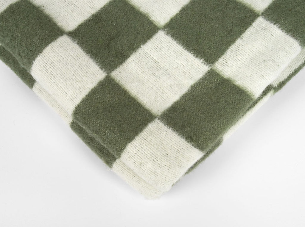 Одеяло байковое 140*205 клетка цв.хаки (Россия)