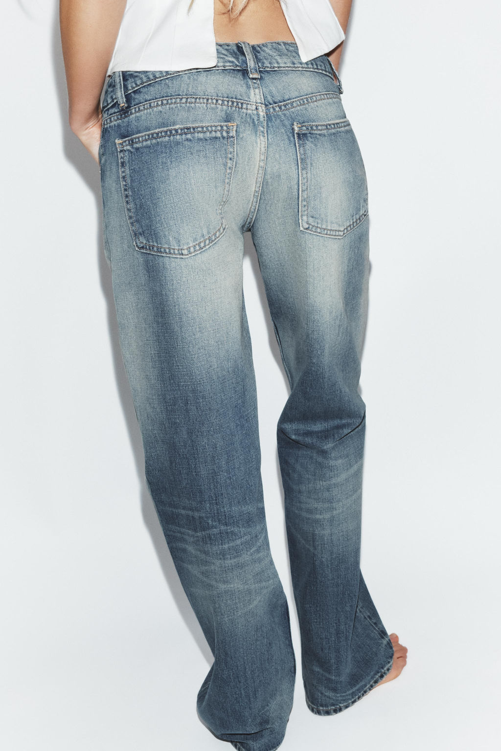 JEANS TRF WIDE LEG TIRO BAJO / Azul medio - Zara фото 7