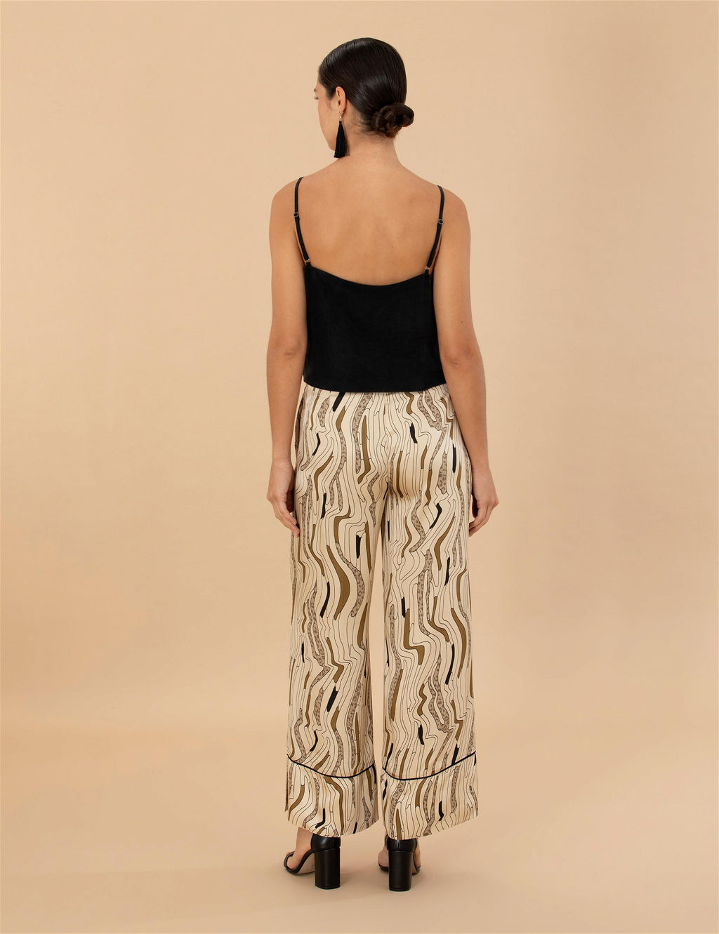Krem Desenli Saten Pantolon - Pierre cardin фото 4
