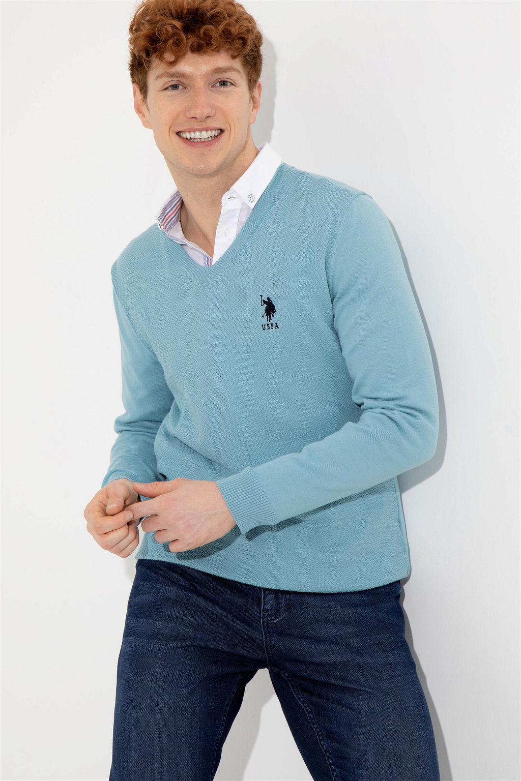 U. S. Polo Assn / Мужской синий базовый свитер - U.s. polo assn фото 9