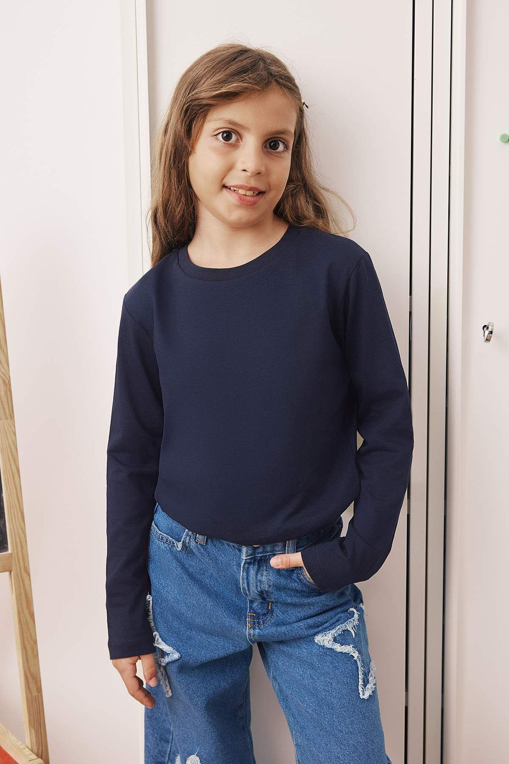 Lacivert-Bordo-Ekru 3lu Unisex Cocuk 100% Pamuk Duz Regular Orme T-Shirt TKDAW26TS00004 - Trendyolmilla фото 11