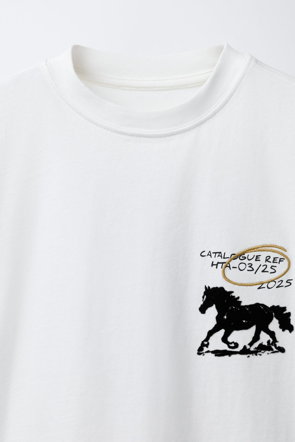 CAMISETA ESTAMPADA CABALLO FLOCK / Blanco - Zara фото 3