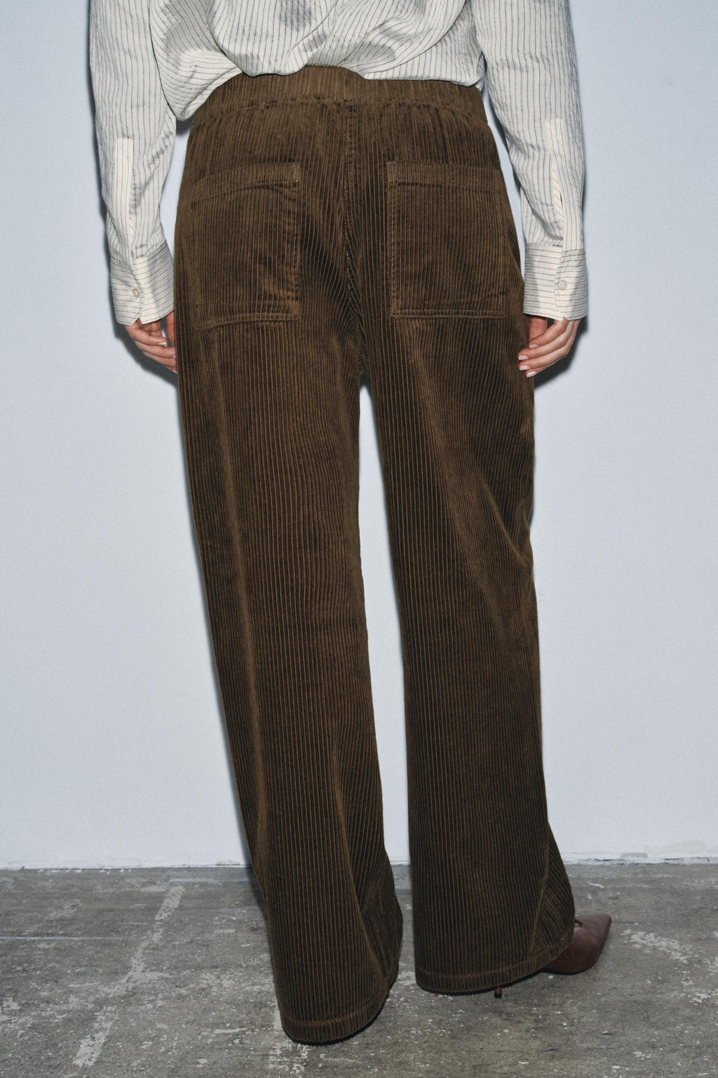 ZW COLLECTION WIDE-LEG CORDUROY TROUSERS - Zara фото 3