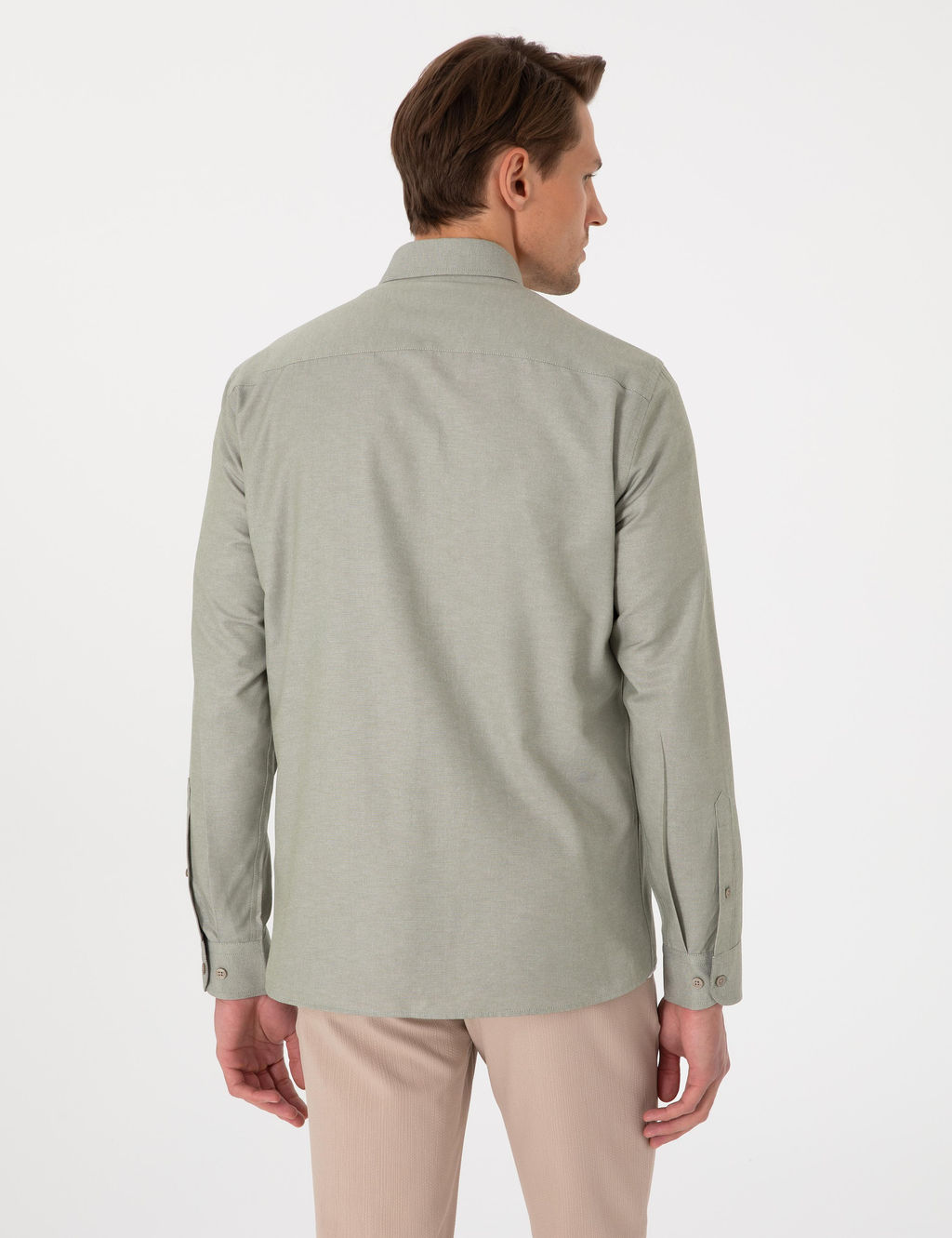 Haki Oxford Slim Fit Kolay _t_lenebilir G_mlek - Pierre cardin фото 5