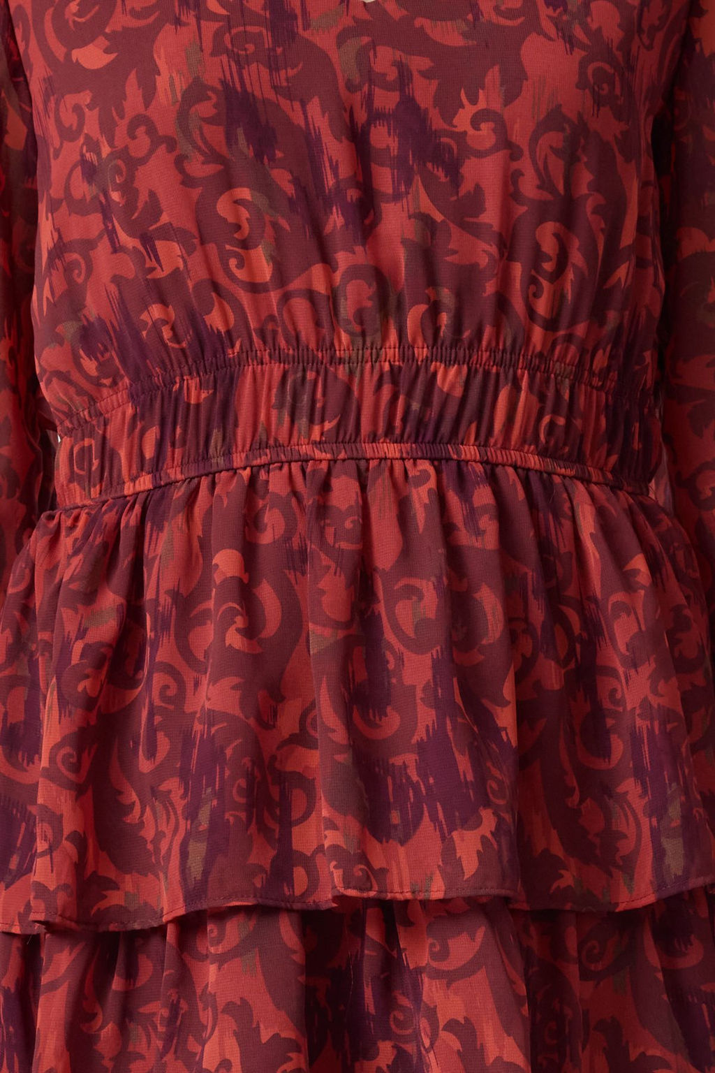 TRENDYOLMILLA Mavi Etnik Desen Skater/Belden Ac?lan Etegi Volanl? Mini Sifon Astarl? Dokuma Elbise TWOAW25EL00271  фото 3