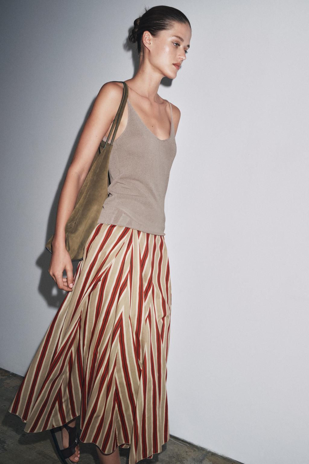 ZW COLLECTION STRIPED MIDI SKIRT - Zara фото 4