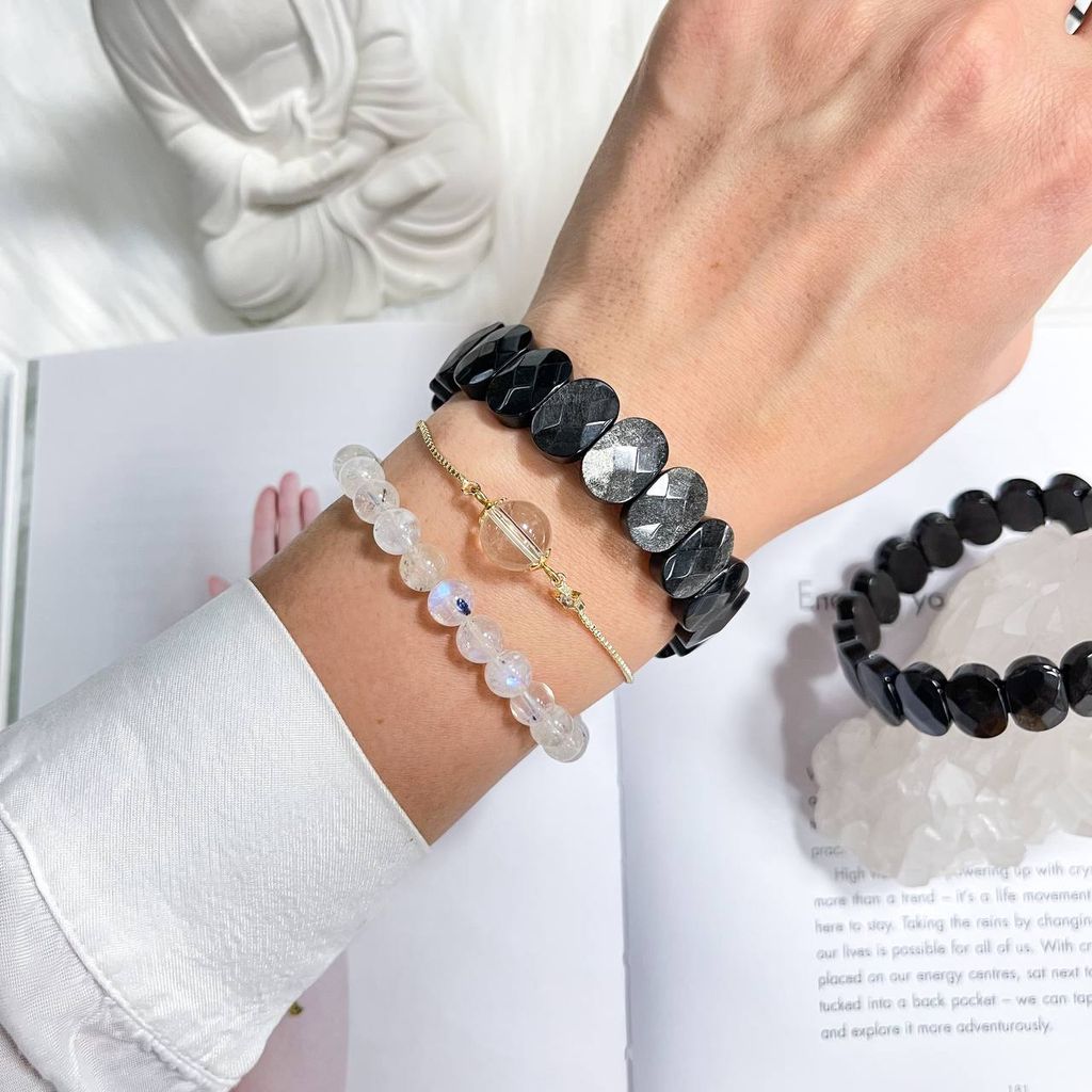 Браслет из серебристого Обсидиана - Радуга самоцветов фото 2