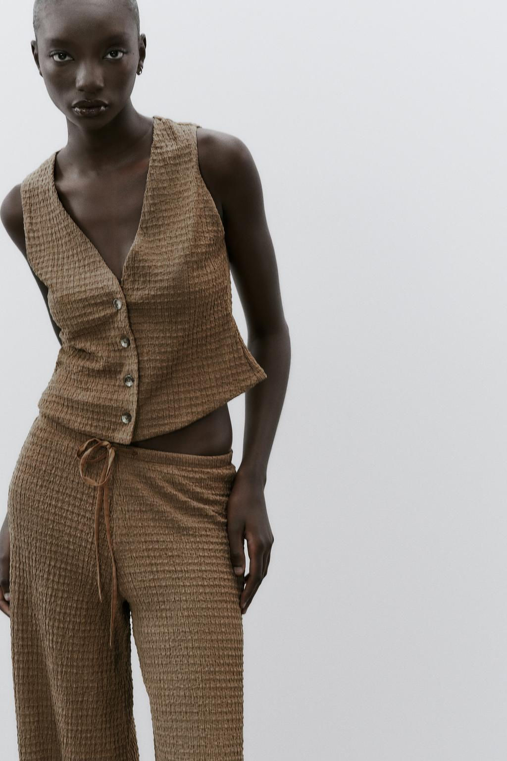 TEXTURED STRAIGHT-FIT TROUSERS - Zara фото 21