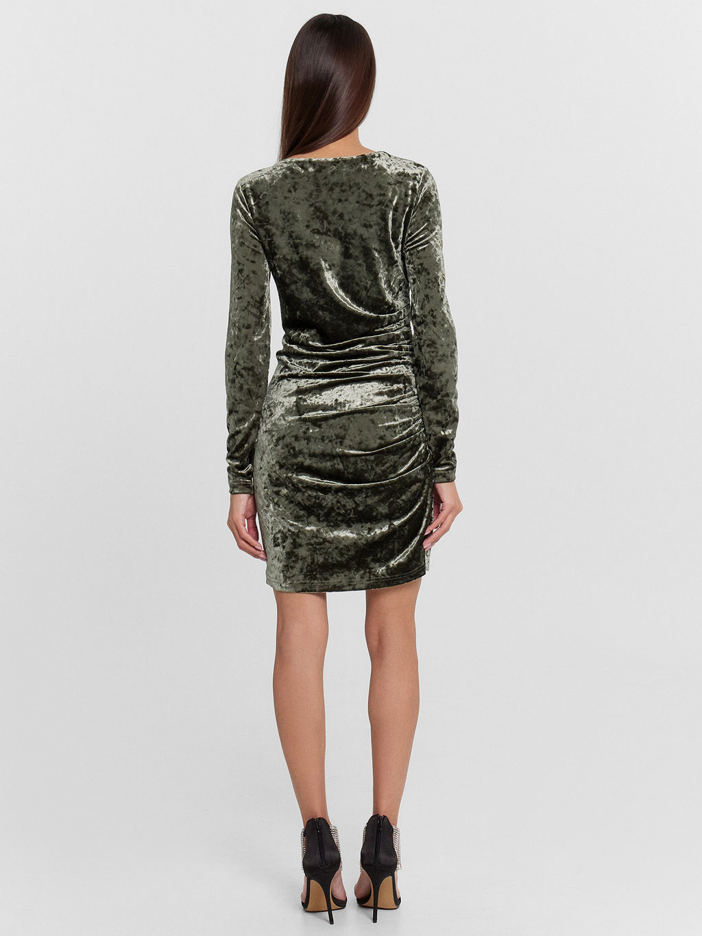 Платье женское велюровое зеленое