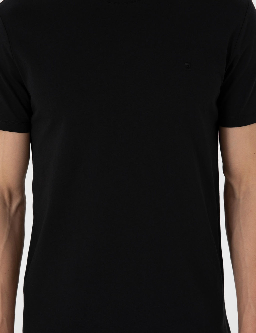 Siyah %100 Pamuk Slim Fit Bisiklet Yaka Basic Ti__rt - Pierre cardin фото 6