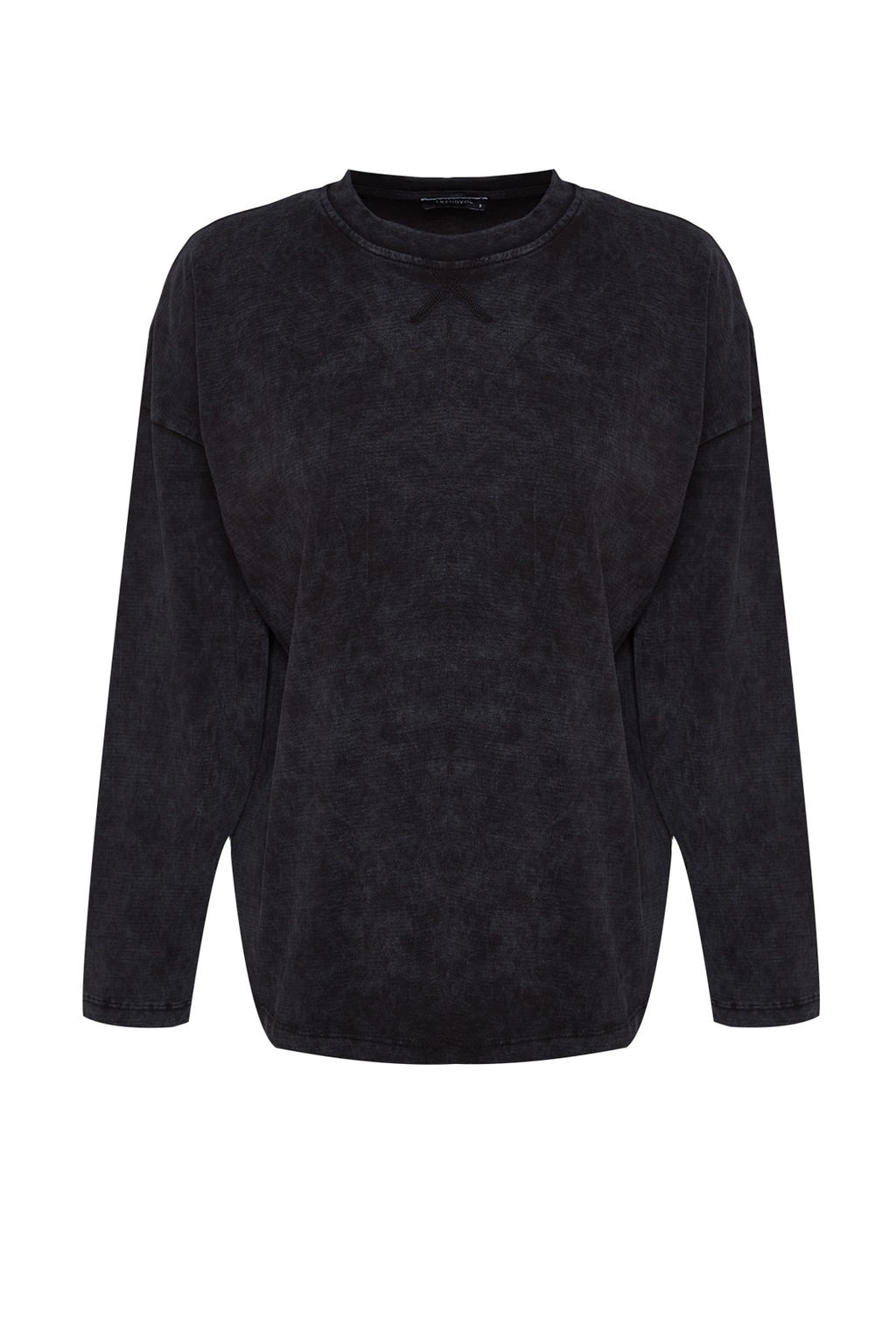 TRENDYOLMILLA Kahverengi Eskitme/Soluk Efektli Relaxed/Rahat Kal?p Bisiklet Yaka Orme T-Shirt TWOAW24TS00006