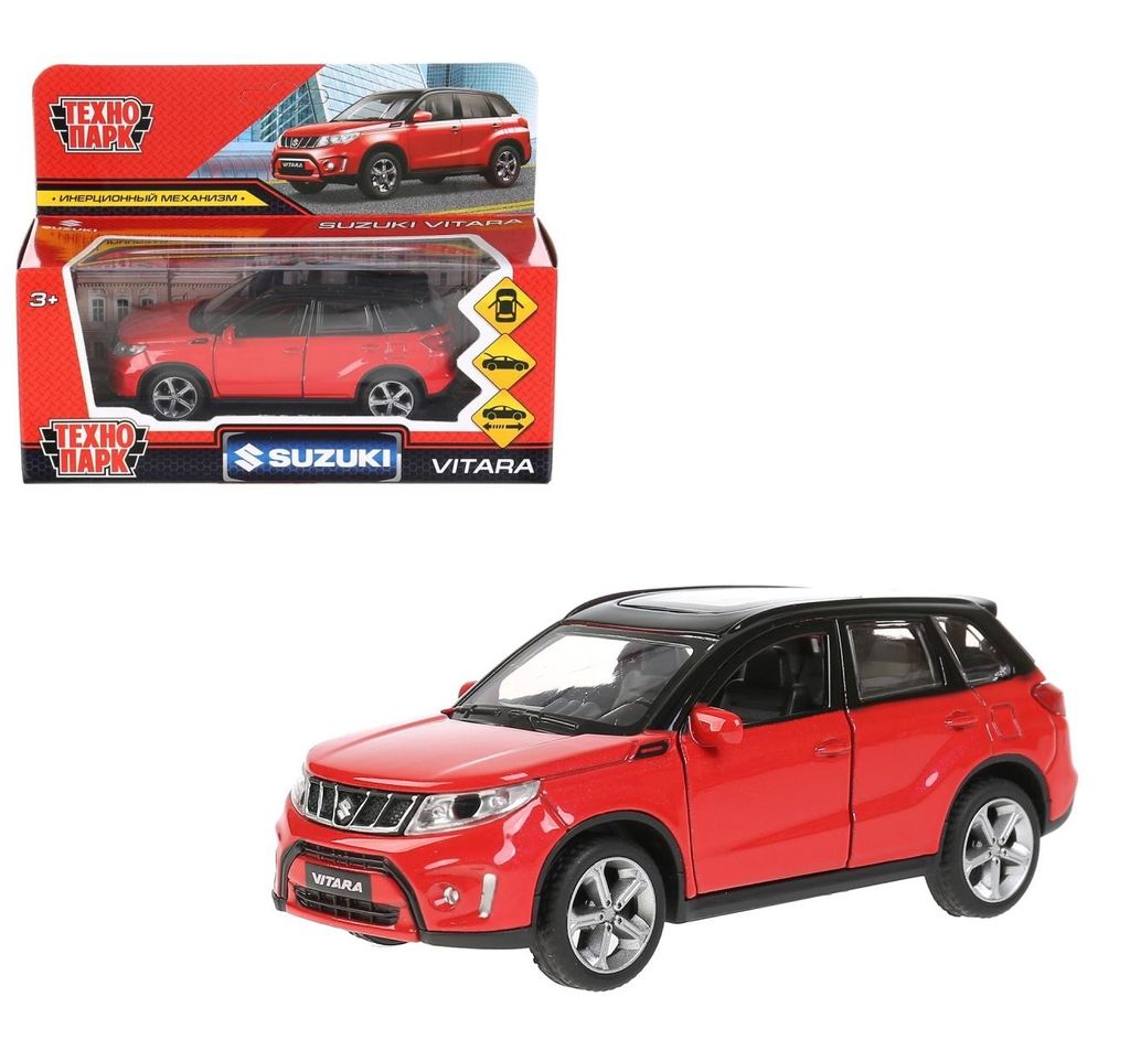 . Модель "Suzuki vitara" арт.VITARA-12-RDBK 12 см, двери, инерц, красн с черным,