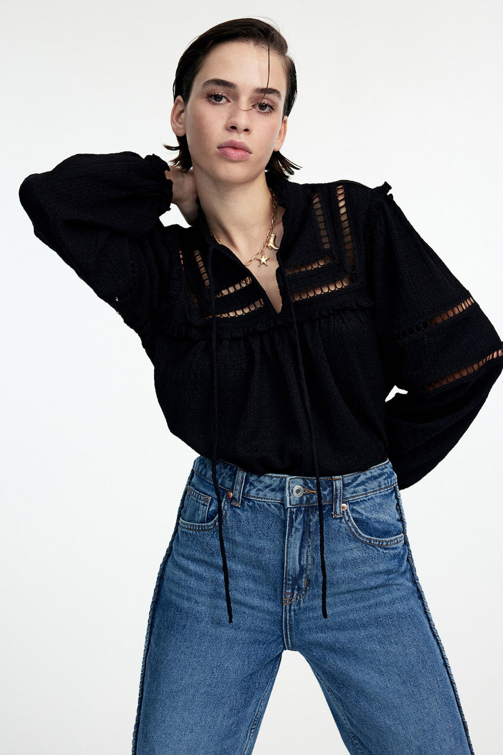 Blusa oversize con ribetes de volante - H&m фото 2