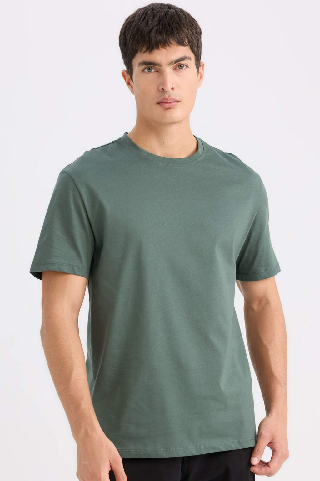 New Regular Fit Bisiklet Yaka Basic Duz K?sa Kollu Tisort - Defacto фото 21