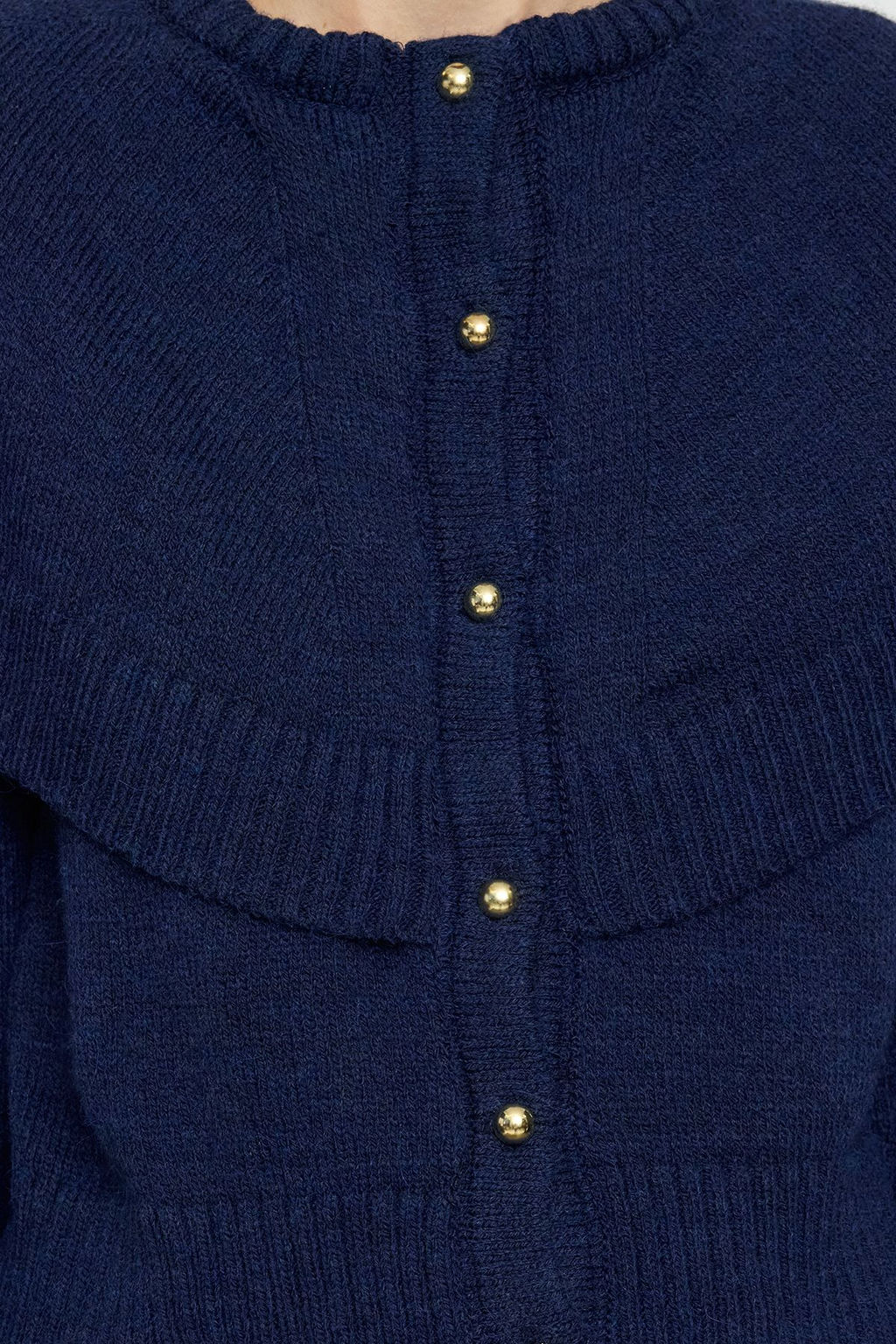 Lacivert Dugmeli Kol Detayl? Bisiklet Yaka Triko H?rka TWOAW25HI00371