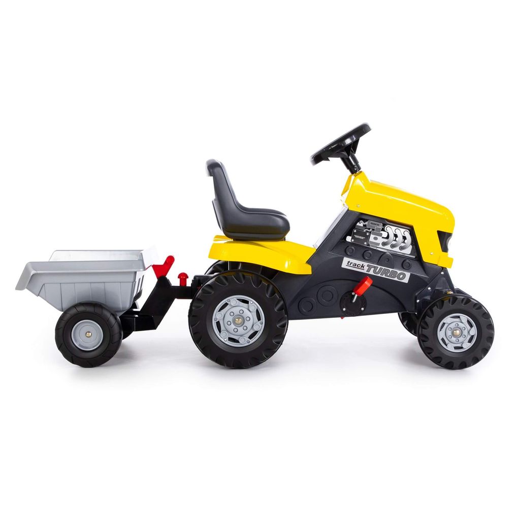 Каталка-трактор с педалями Turbo (жёлтая) с полуприцепом - Полесье фото 5