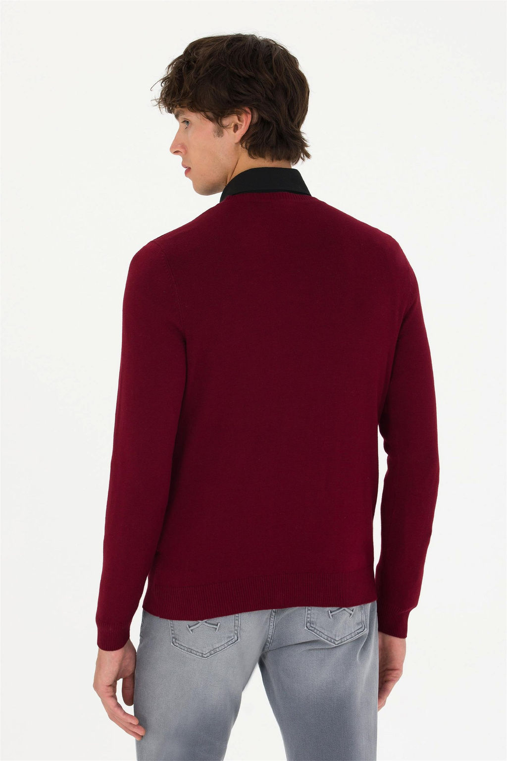 U. S. Polo Assn Мужской бордово-красный базовый свитер - U.s. polo assn фото 12