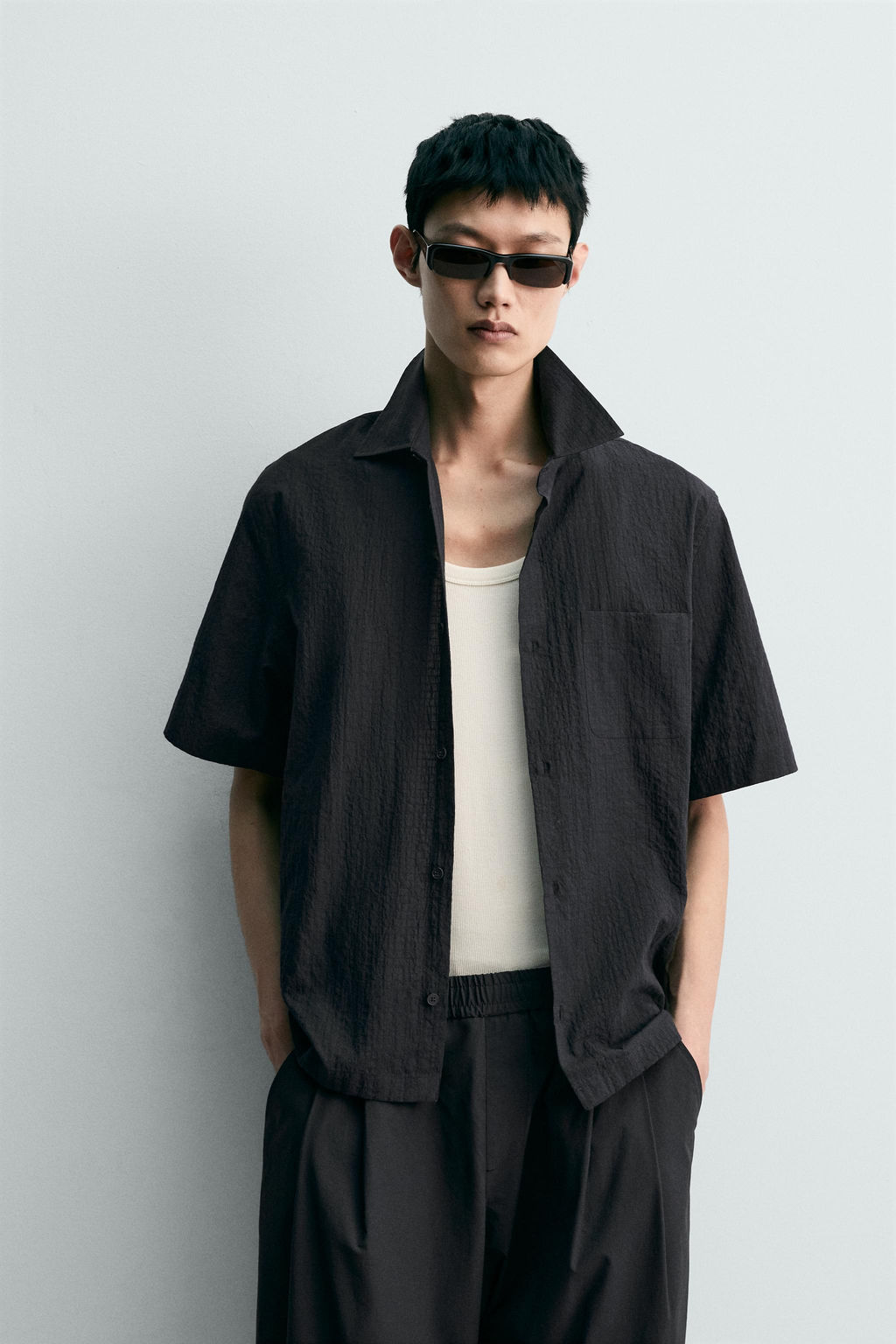 CAMISA REGULAR FIT ESTRUCTURA / Negro - Zara фото 2