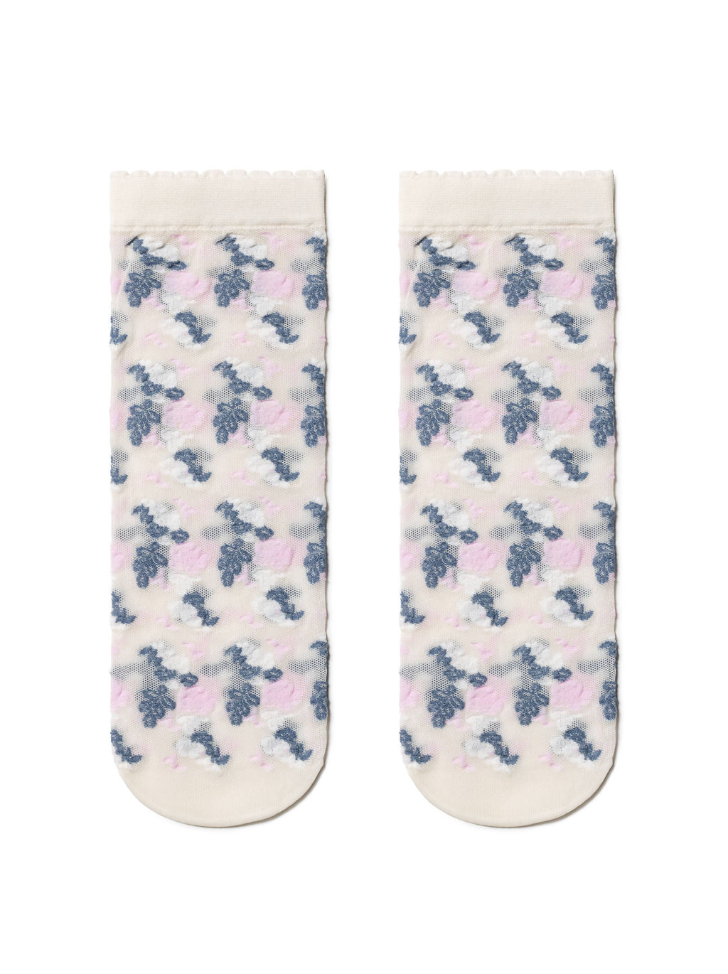 Цена за 2 пары. Носки Классические CONTE Тонкие носки FANTASY с имитацией цветочной вышивки blue-panna - Conte elegant фото 2