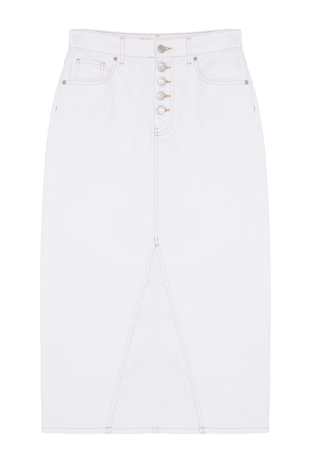 TRENDYOLMILLA Mavi Onden Dugmeli Y?rtmacl? Midi Denim Etek TWOAW24ET00063 фото 7