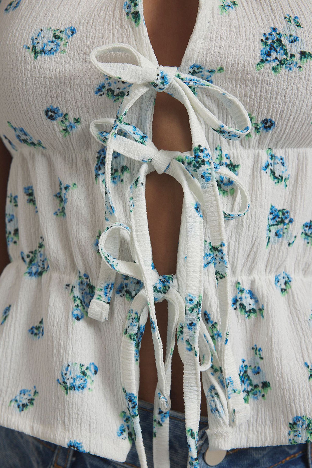 Trendyolmilla Siyah V Yaka Baglama Detayl? Orme Bluz TWOSS25BZ00227 фото 7